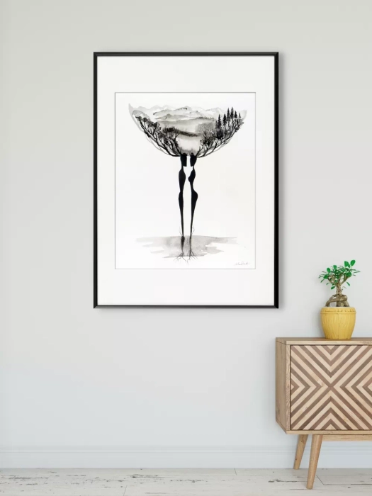 Oryginalna grafika abstrakcyjna minimal-art 40x50