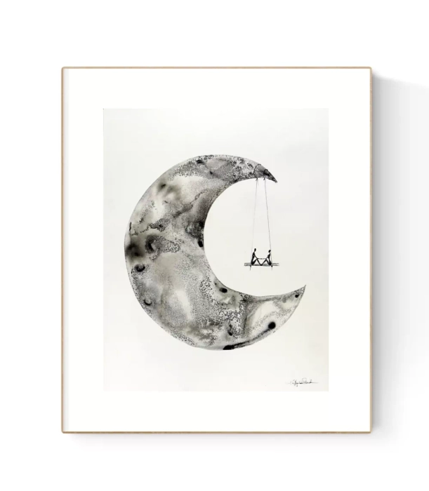 Oryginalna grafika abstrakcyjna minimal-art 40x50
