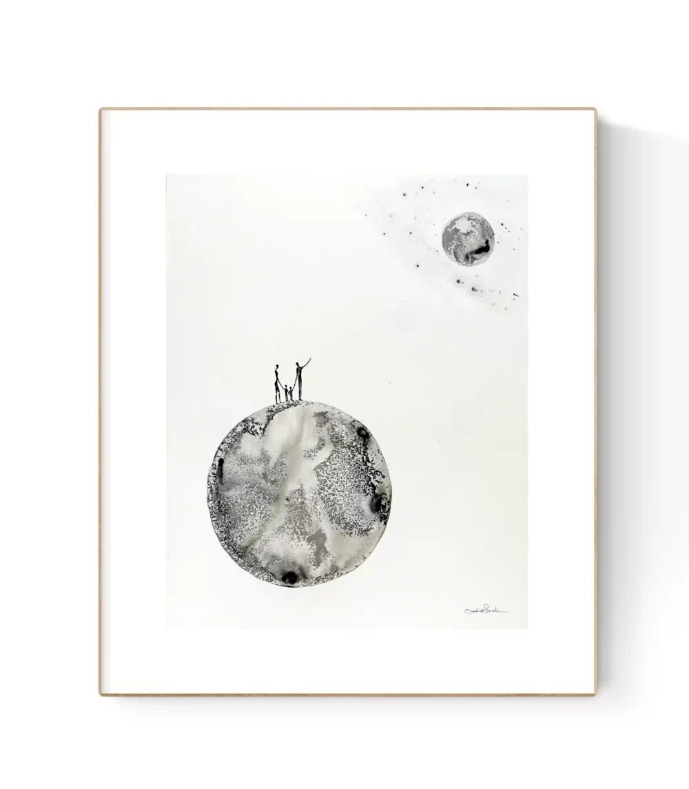 grafika-40x50-ksiezyc-rodzina-nowoczesna-grafika-na-sciane