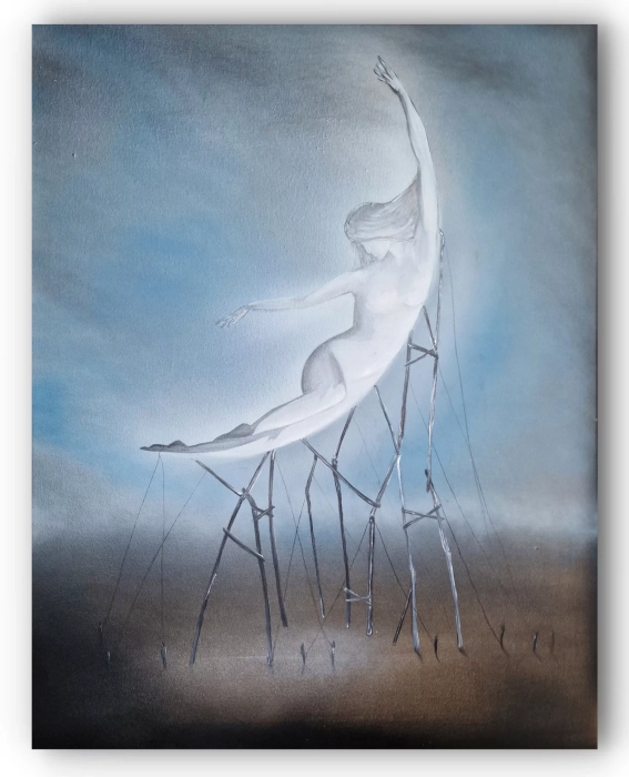 LUNA nowoczesny obraz ręcznie malowany,surrealizm