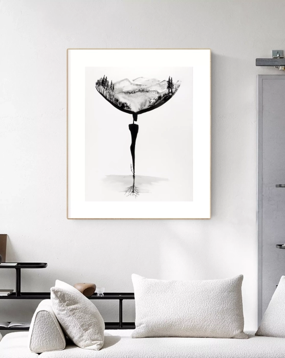 Oryginalna grafika abstrakcyjna minimal-art 40x50