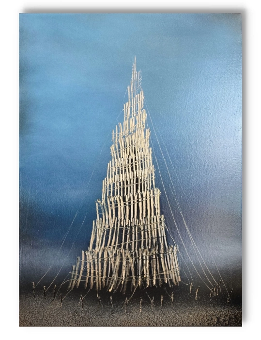 Obraz olejny surrealistyczny Wieża Babel