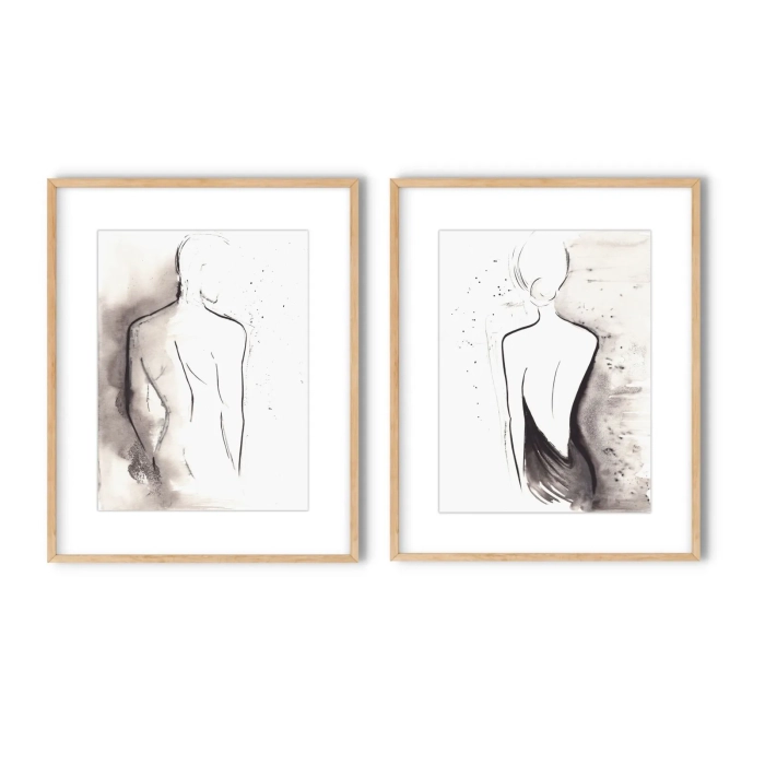 Dyptyk, elegancki zestaw grafik artystycznych 30x40 