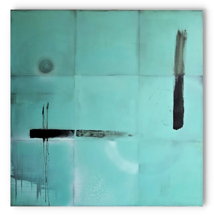 Obraz Olejny 110x110  MISTY BLUE