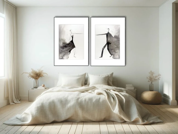 Akwarela Abstrakcyjna Taniec, Dyptyk 50x70 Malowany ręcznie