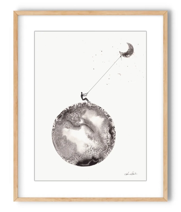 Oryginalna grafika  artystyczna 30x40 elegancki minimailzm