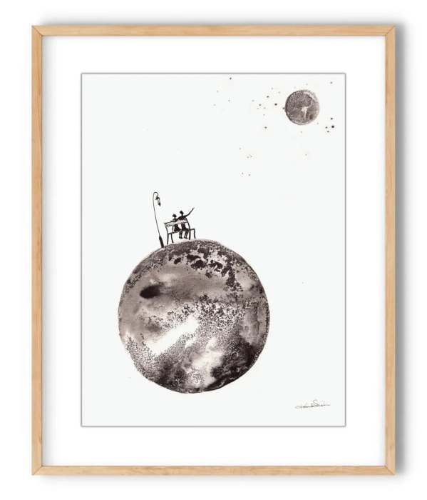 Oryginalna grafika  artystyczna 30x40 elegancki minimailzm