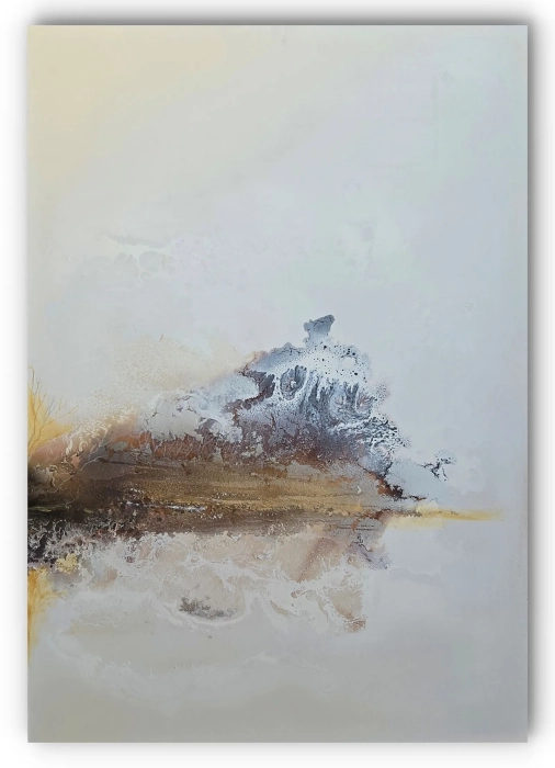 Nowoczesna Abstrakcja Balance 70x100 - biały i złoto