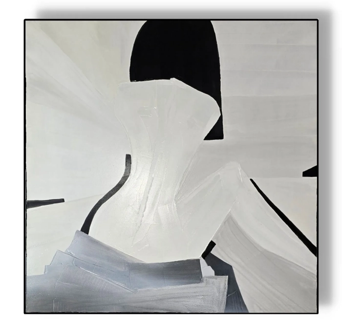 Essence - Abstrakcja Geometryczna 100x100 Biały i Beże