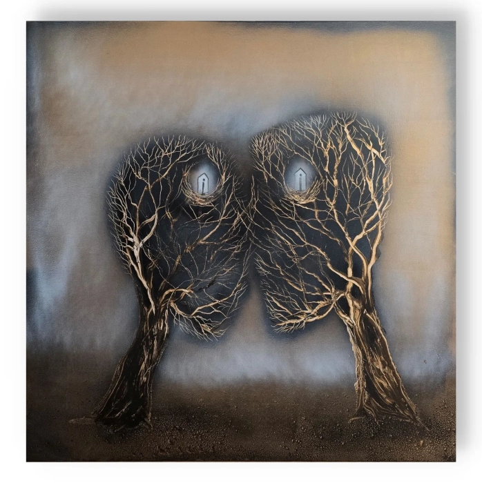 Sploty Obraz 110x110 malowany ręcznie, nowoczesny