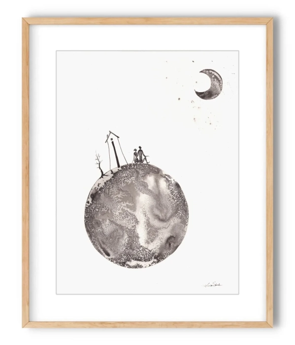 Grafika z Księżycem - Kosmos Marzeń 30x40 Dreams