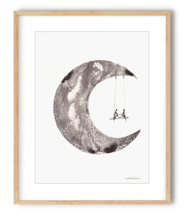 Grafika z Księżycem - Kosmos Marzeń 30x40 Dreams