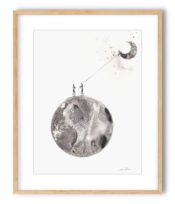 Grafika z Księżycem - Kosmos Marzeń 30x40 Dreams