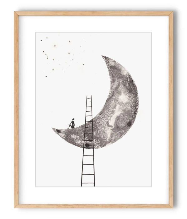 Grafika z Księżycem - Kosmos Marzeń 30x40 Dreams