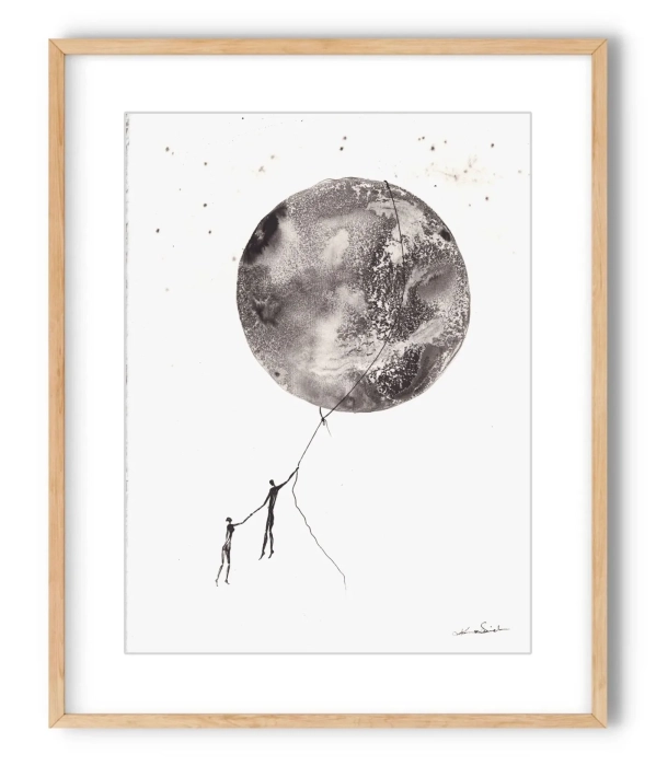 Grafika z Księżycem - Kosmos Marzeń 30x40 Dreams