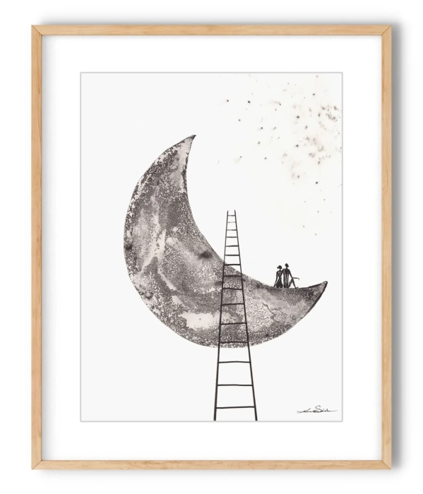 Grafika z Księżycem - Kosmos Marzeń 30x40 Dreams