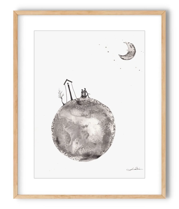 Grafika z Księżycem - Kosmos Marzeń 30x40 Dreams