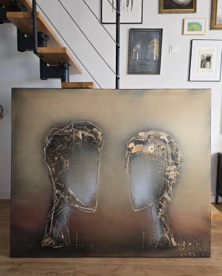 Duży obraz "Jedność" 110x130 – Surrealistyczna Olejna Abstrakcja | Krystyna Siwek | Młoda Sztuka