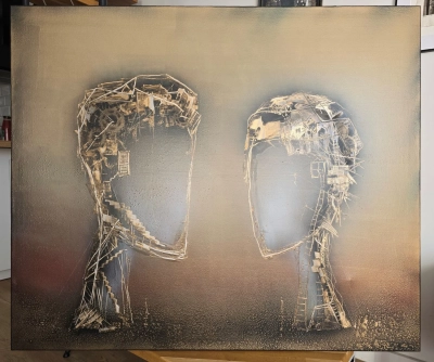 Duży obraz "Jedność" 110x130 – Surrealistyczna Olejna Abstrakcja | Krystyna Siwek | Młoda Sztuka