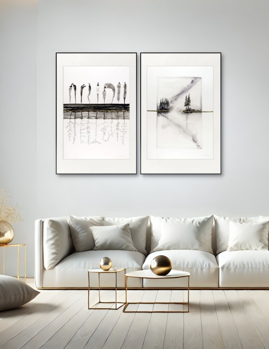 Dyptyk, elegancki zestaw grafik artystycznych 50x70