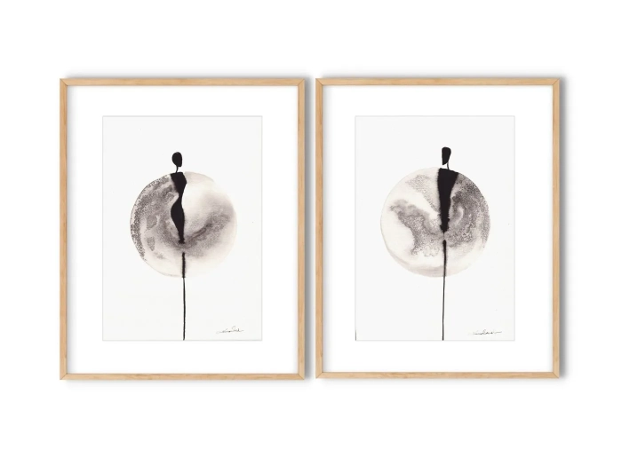 Dyptyk, elegancki zestaw grafik artystycznych  A4