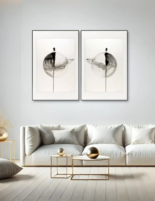Zestaw dwóch grafik artystycznych 50x70 elegancki minimalizm