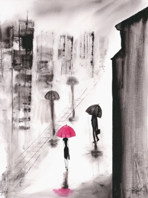 romatyczne-obrazy-akwarelowe-miasto-czerwony-parasol-