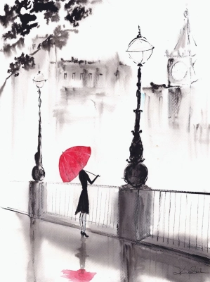 romatyczne-obrazy-akwarelowe-miasto-czerwony-parasol-