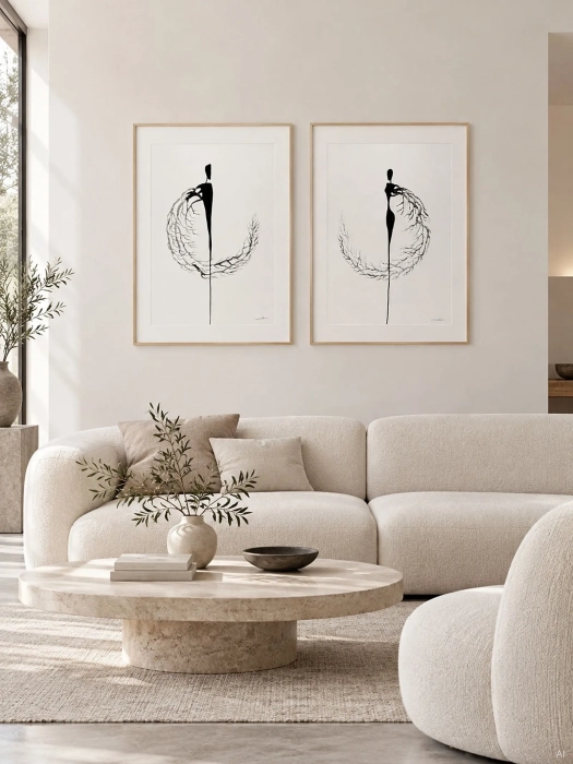 Dyptyk, elegancki zestaw grafik artystycznych 50x70