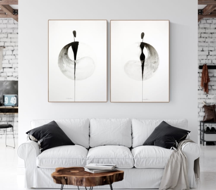 Zestaw 2 obrazów 50 x 70 cm malowanych ręcznie