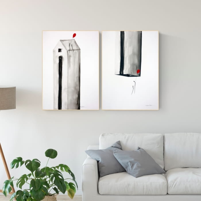 zestaw 2 grafik  50x70 cm wykonanych ręcznie