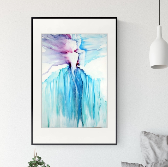 abstrakcja 50 x 70 cm, akwarela, malowany