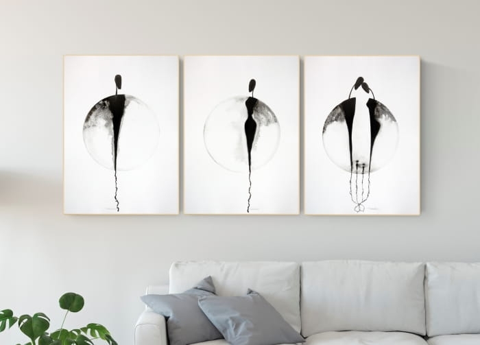 zestaw 3 grafik  50 x 70 cm wykonanych ręcznie