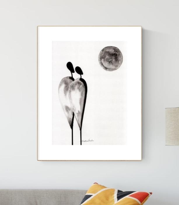 grafika 30 x 40 cm wykonana ręcznie, abstrakcja, grafika czarno-biała, elegancki minimalizm, styl skandynawski, nowoczesne obrazy do salonu