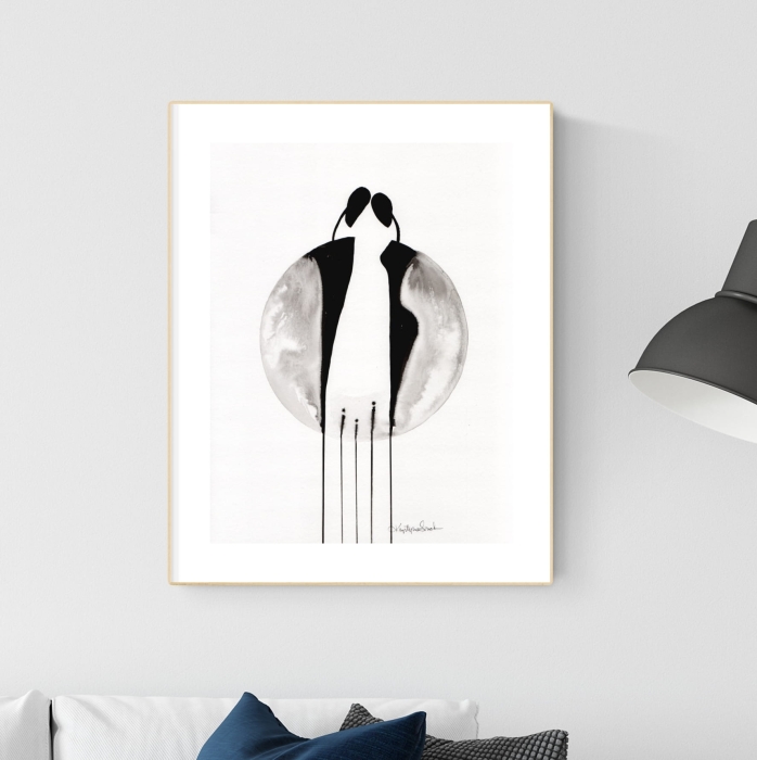 grafika 30 x 40 cm ręcznie malowana, nowoczesne obraz do salonu, styl skandynawski, abstrakcja emocje