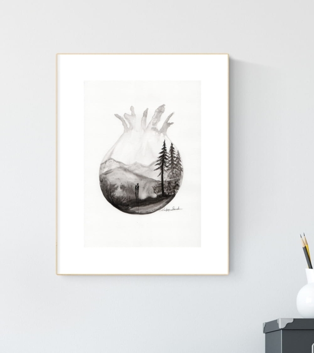 grafika 21/30 ręcznie malowana, abstrakcja