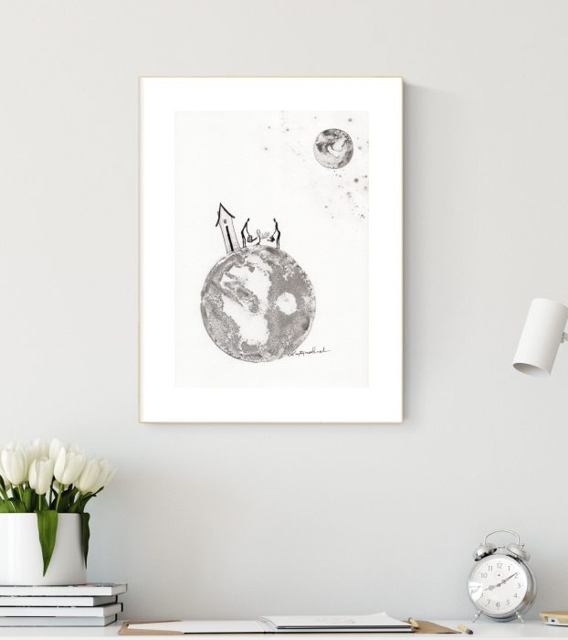 grafika 21/30 ręcznie malowana, abstrakcja