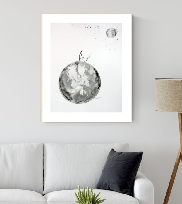 grafika 40/50 ręcznie malowana, abstrakcja