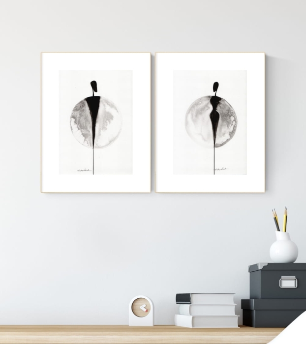 elegancki zestaw 2 grafik  A4, styl skandynawski, abstrakcja