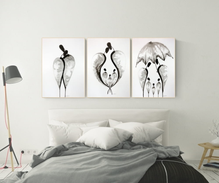 zestaw 3 obrazów 50 x 70 cm, styl skandynawski, tryptyk do salonu