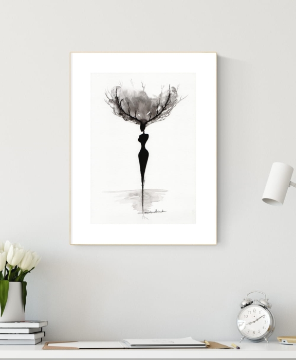 grafika 21/30 ręcznie malowana, abstrakcja