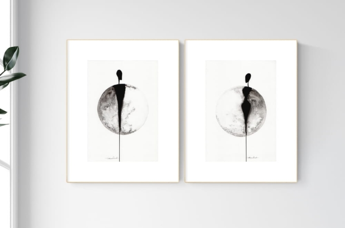 elegancki zestaw 2 grafik  A4, styl skandynawski, abstrakcja