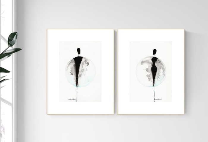 elegancki zestaw 2 grafik  A4, styl skandynawski, abstrakcja