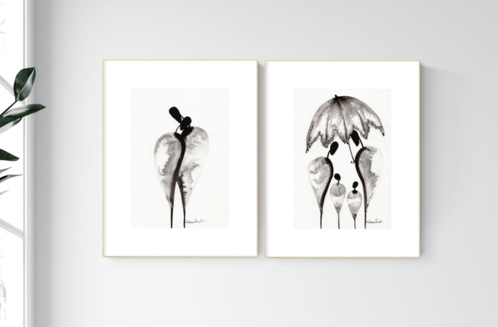 elegancki zestaw 2 grafik  A4, styl skandynawski, abstrakcja