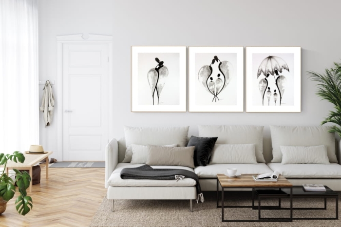 zestaw 3 grafik 40/50, styl skandynawski, abstrakcja