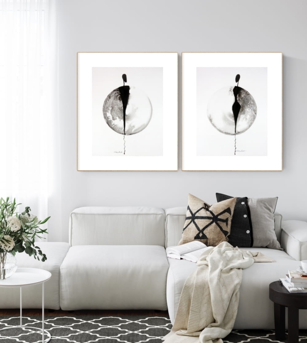 zestaw 2 grafik 40/50, styl skandynawski, abstrakcja