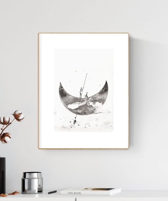 grafika 21/30 ręcznie malowana, abstrakcja