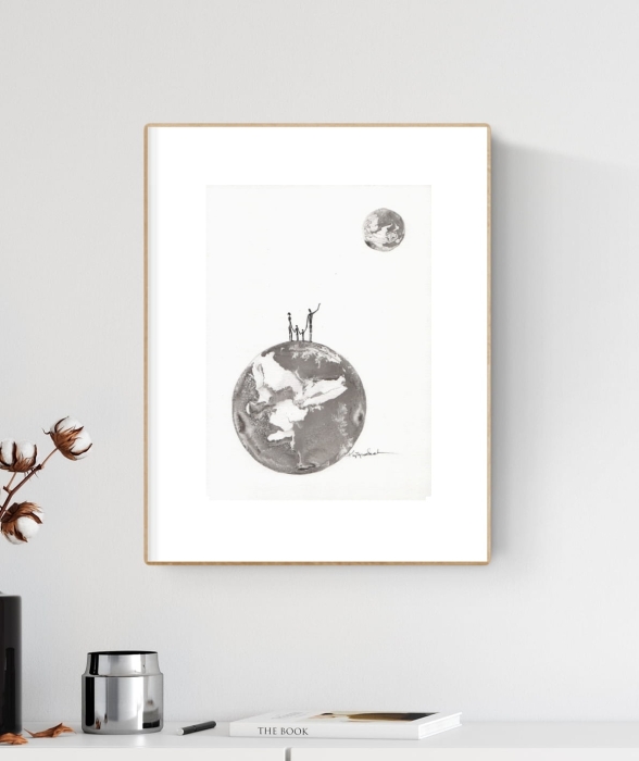grafika 21/30 ręcznie malowana, abstrakcja