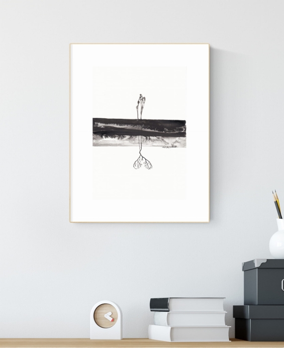 grafika 21/30 ręcznie malowana, abstrakcja