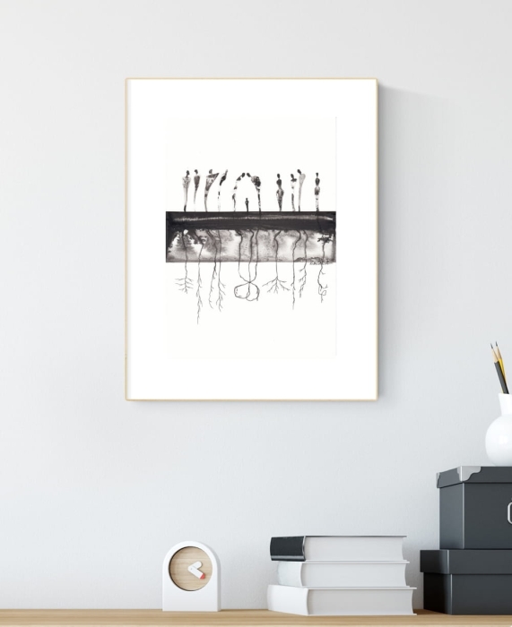 grafika 21/30 ręcznie malowana, abstrakcja